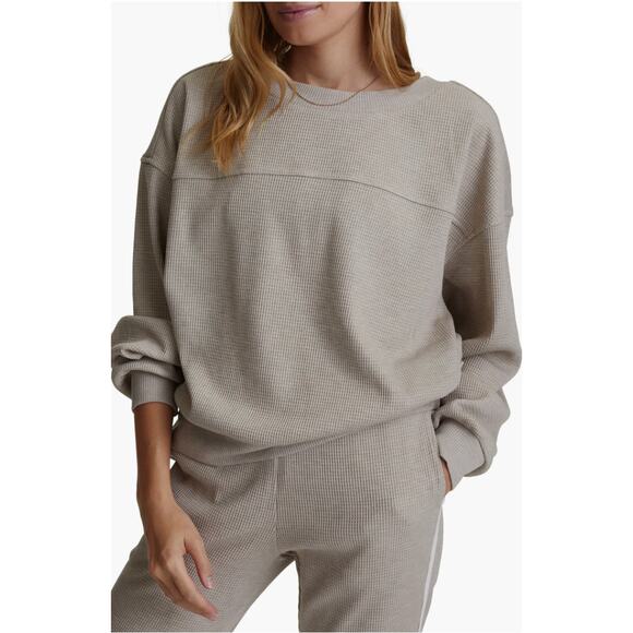 Varley Tops - Varley Arvin Waffle Knit Sweatshirt Small Relaxed Fit Crewneck Gray